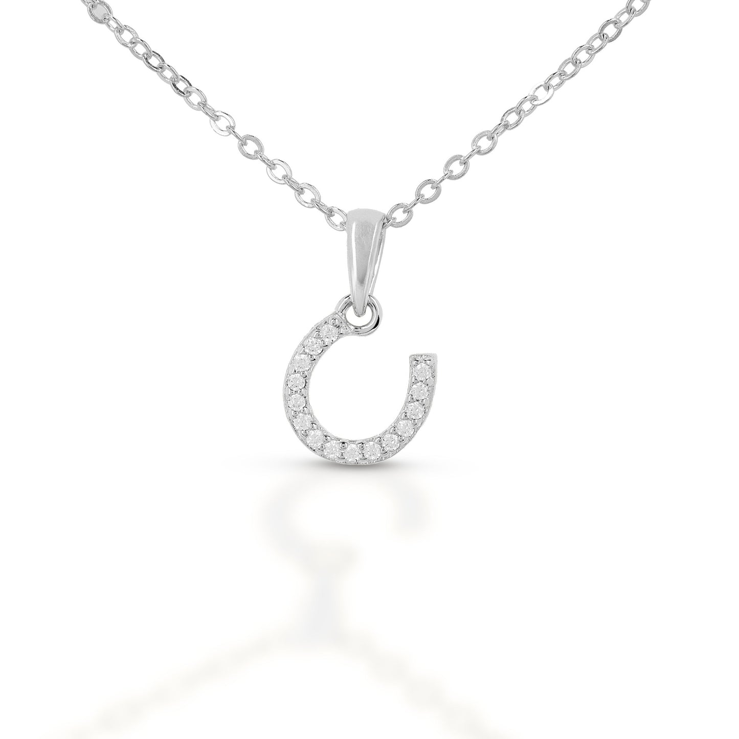 Brass Silver-Plated Horseshoe Dangle Pendent