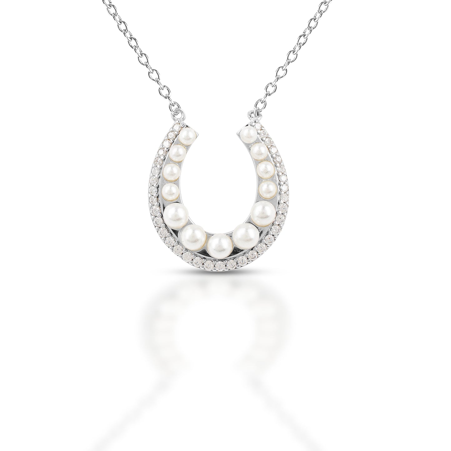 Brass Pearl Horseshoe Necklace