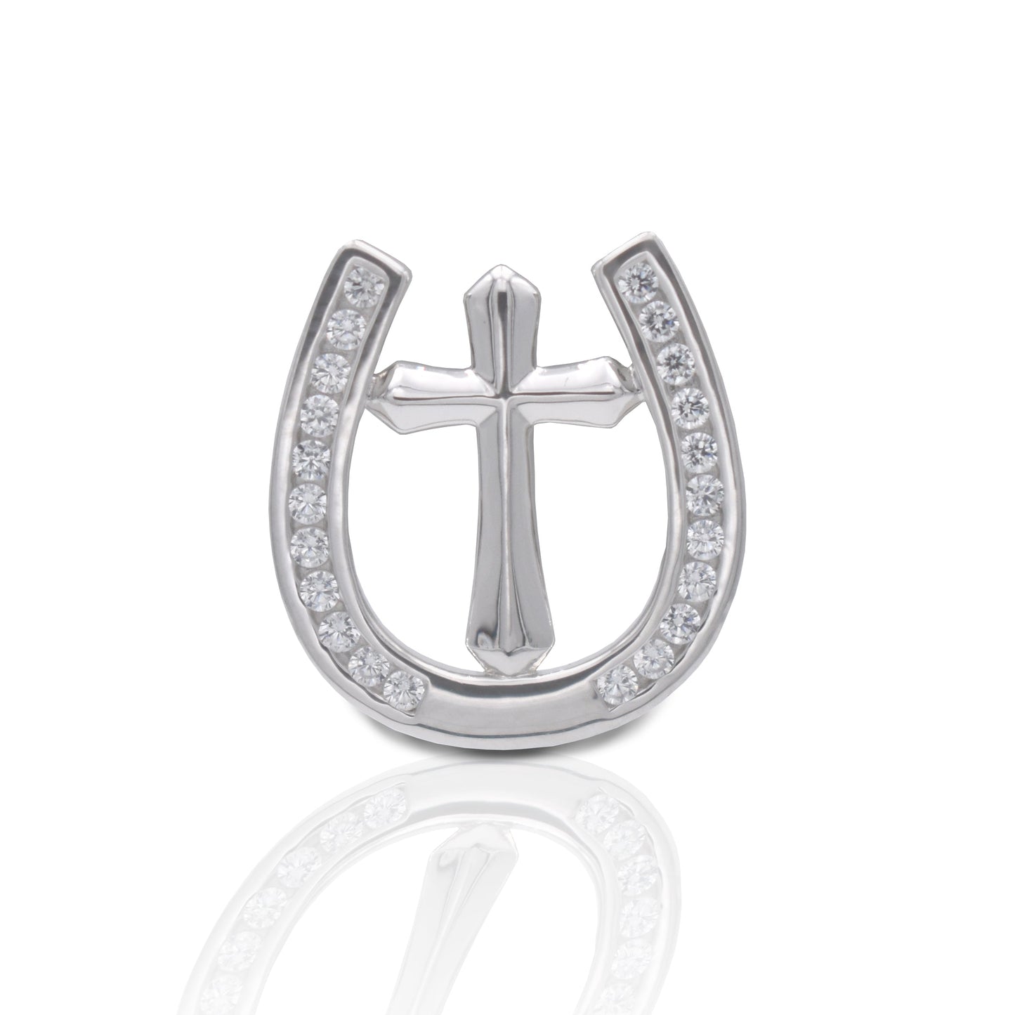 Kelly Herd Horseshoe Cross Tie Tack - Sterling Silver