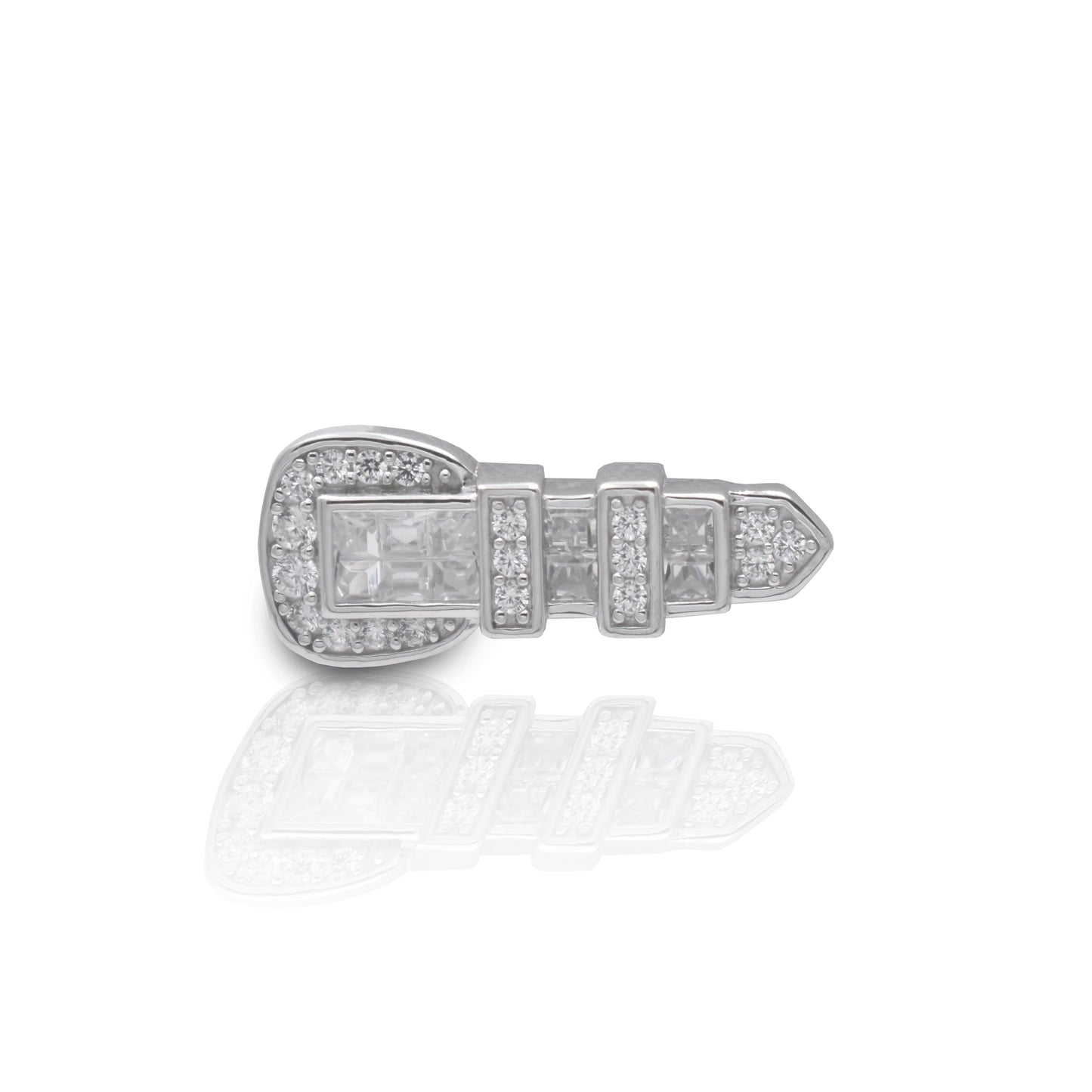 Kelly Herd Clear Ranger Style Buckle Tie Tack - Sterling Silver