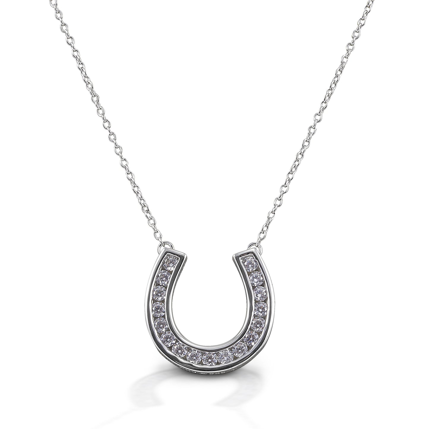 Kelly Herd Contemporary Pavé Horseshoe Necklace - 14K White Gold