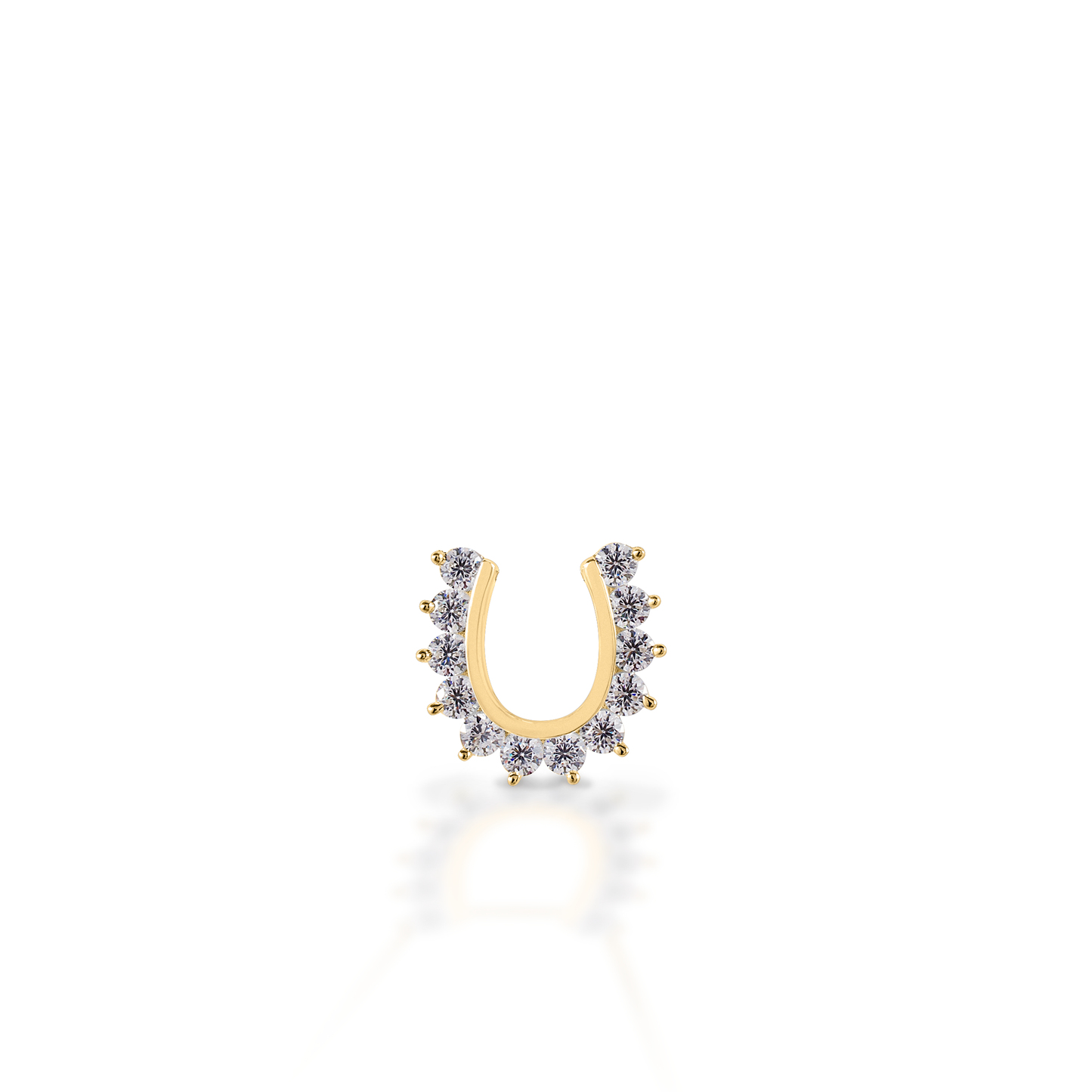 Kelly Herd Outside Set Horseshoe Pendant - 14K Yellow Gold