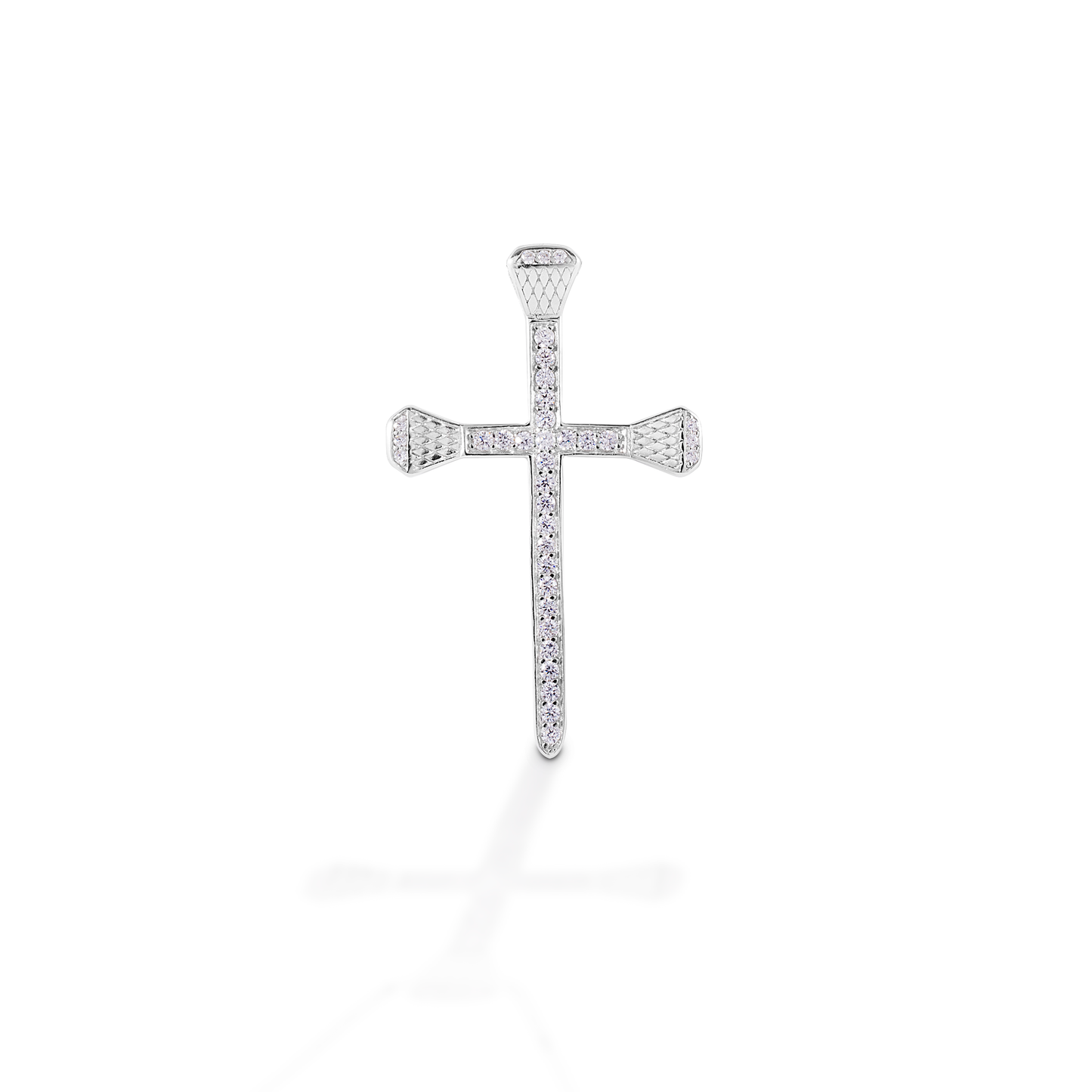 Kelly Herd Pavé Horseshoe Nail Cross Pendant - 14K White Gold