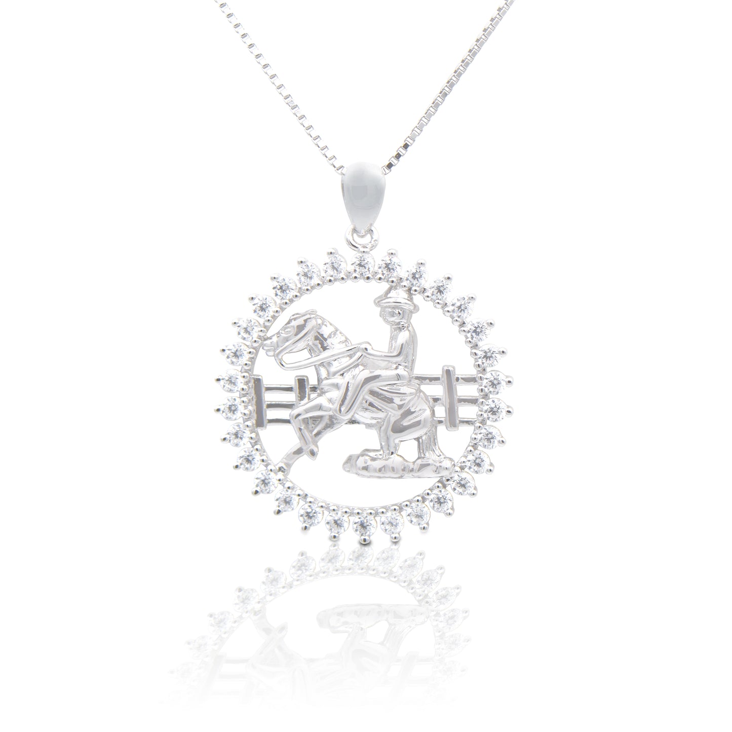 Kelly Herd Stone Circle Reining Horse Pendant - Sterling Silver