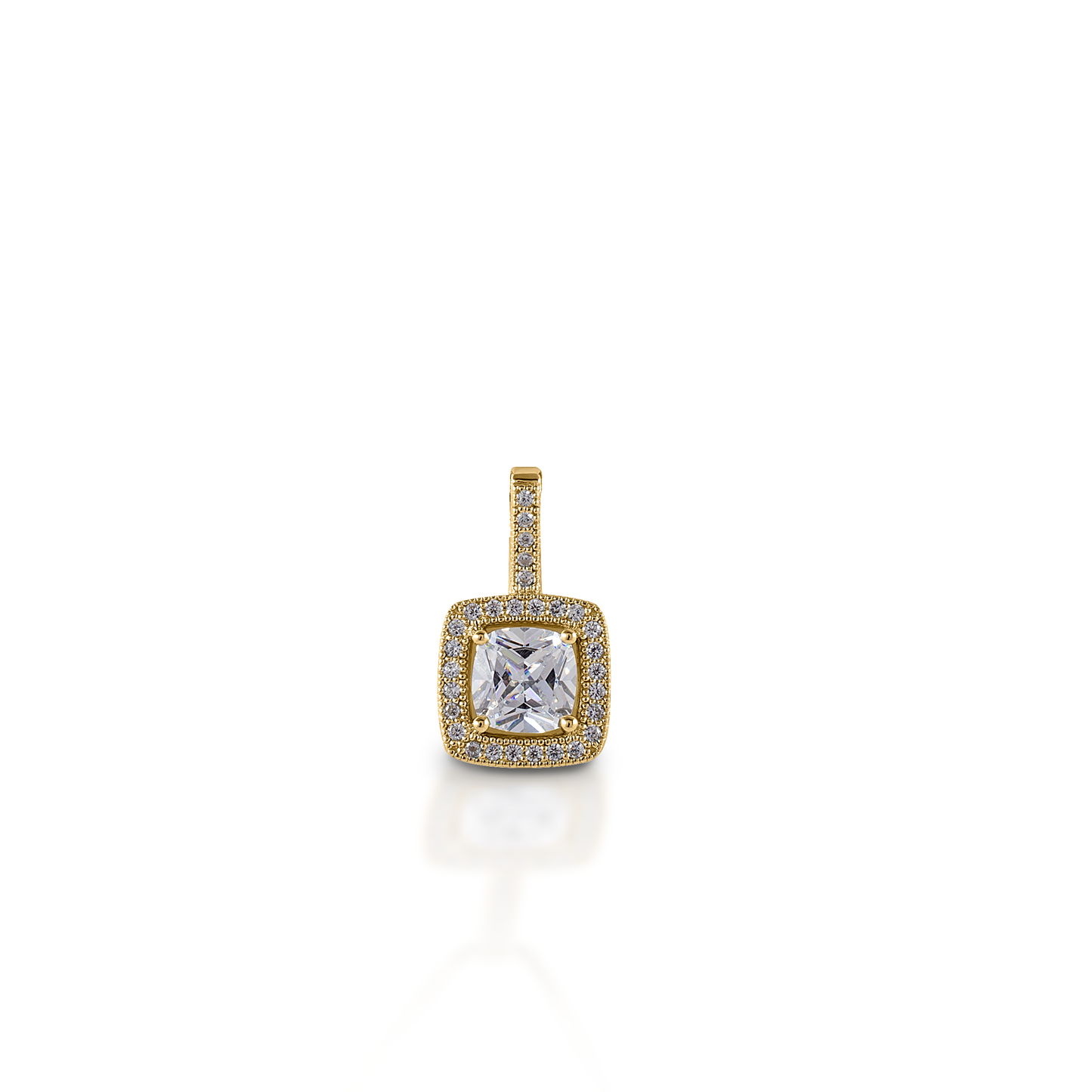 Kelly Herd Square Bezel Set Pavé Pendant - 14K Yellow Gold