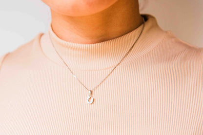 Kelly Herd Clear Dangle Horseshoe Necklace - Sterling Silver