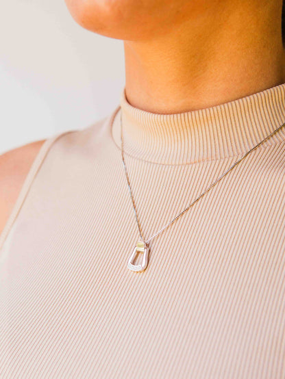 Kelly Herd Small Stone Base Oxbow Stirrup Necklace - Sterling Silver