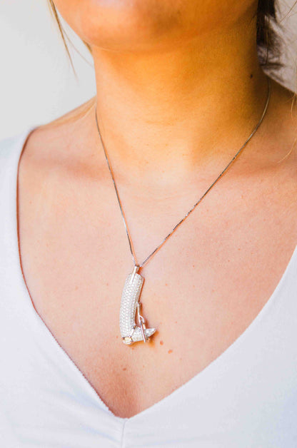 Kelly Herd Pavé English Riding Boot Necklace - Sterling Silver
