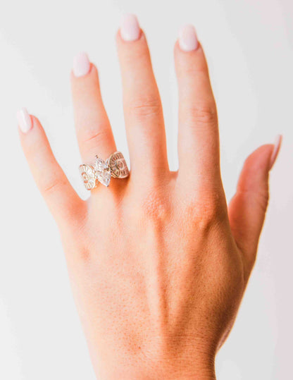 Kelly Herd Horseshoe Marquise Ring - Sterling Silver