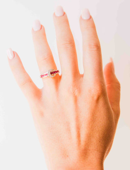 Kelly Herd Small Red Contemporary Buckle Ring - Sterling Silver