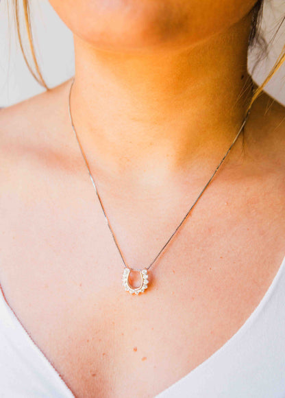 Kelly Herd Outside Set Horseshoe Necklace - Sterling Silver