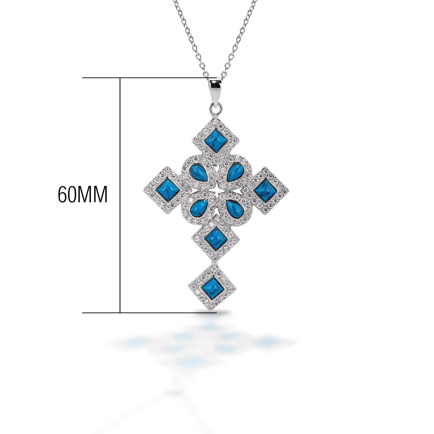 Kelly Herd Rhodium Plated Blue Multiple Shape Cross Necklace