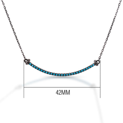Kelly Herd Black Rhodium Plated Line Turquoise Stone Necklace
