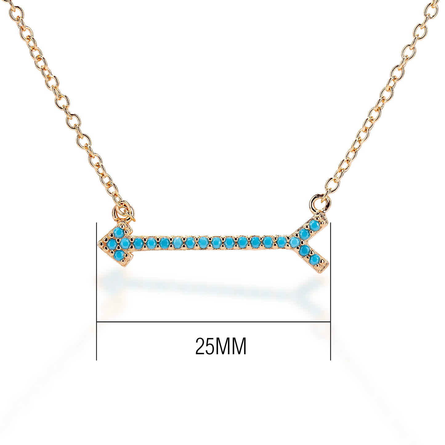 Kelly Herd Rose Gold Arrow Necklace with Turquoise Stones