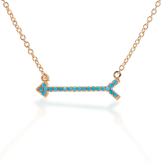 Kelly Herd Rose Gold Arrow Necklace with Turquoise Stones