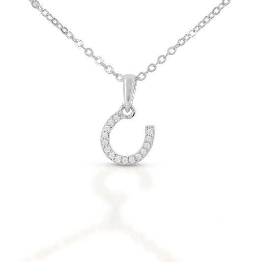 Brass Silver-Plated Horseshoe Dangle Pendent