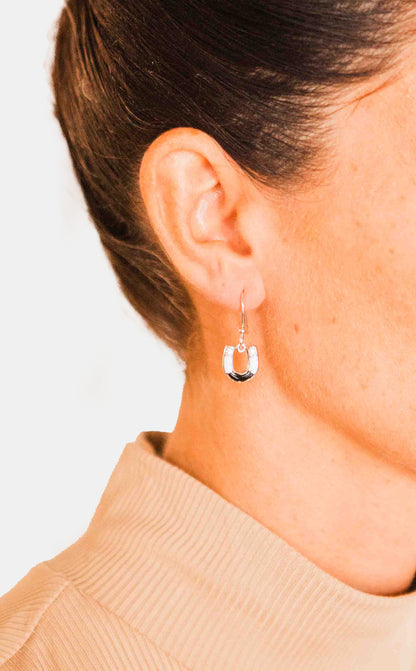Kelly Herd Black & White Horseshoe Earrings - Sterling Silver