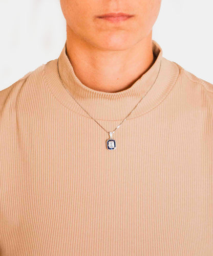 Kelly Herd Asscher Cut-Blue Spinel Pendant - Sterling Silver