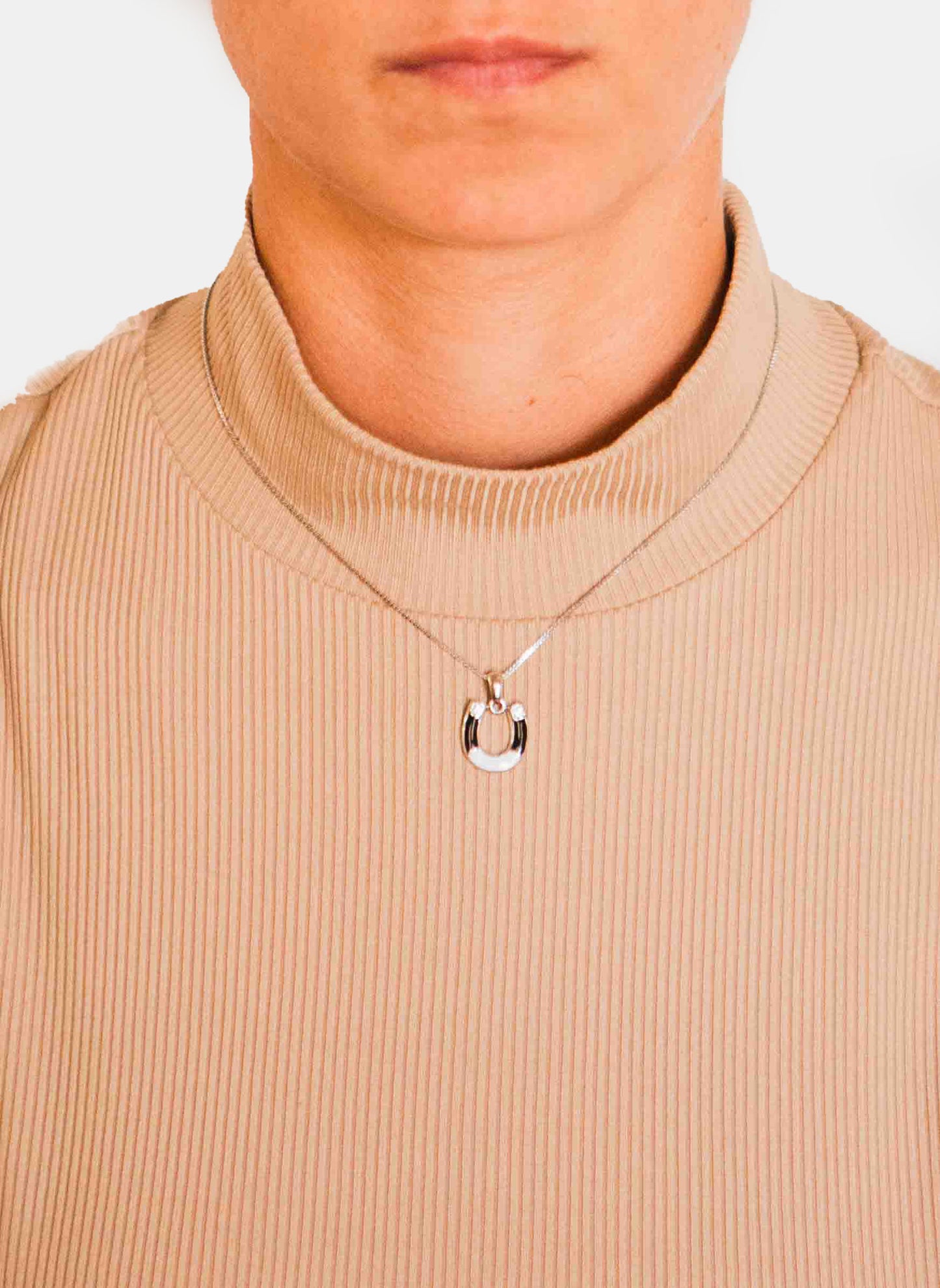 Kelly Herd Black & White Horseshoe Necklace - Sterling Silver