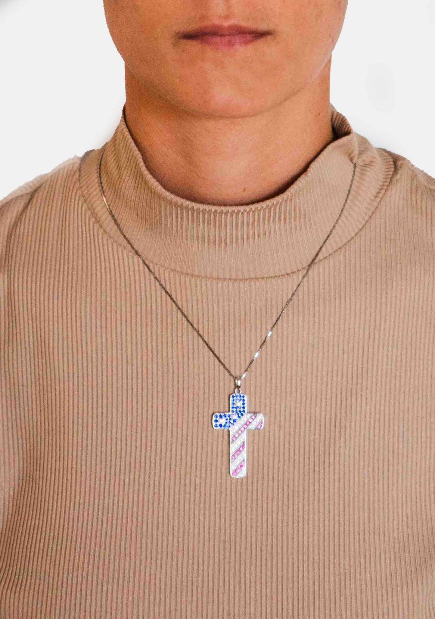 Kelly Herd American Flag Cross Necklace - Sterling Silver