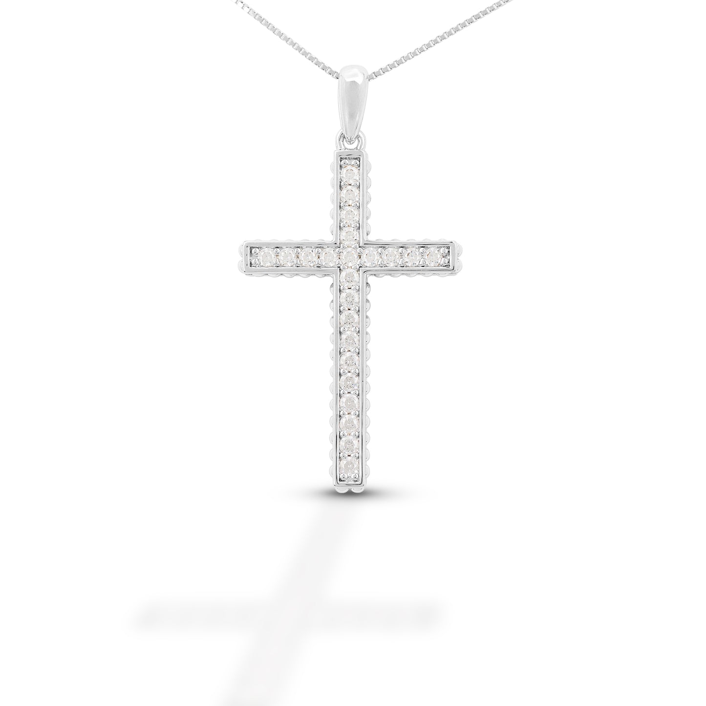 Brass clear studded cross pendent
