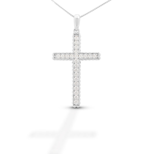 Brass clear studded cross pendent