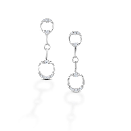 Brass Dangle Bit Earrings with Stones