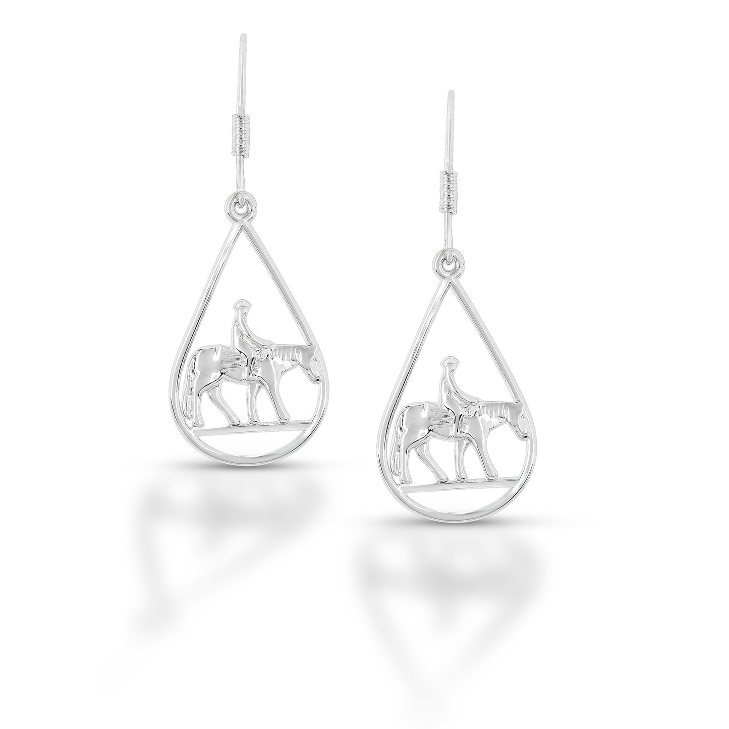 Brass horse and rider hook earrings