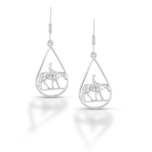 Brass horse and rider hook earrings