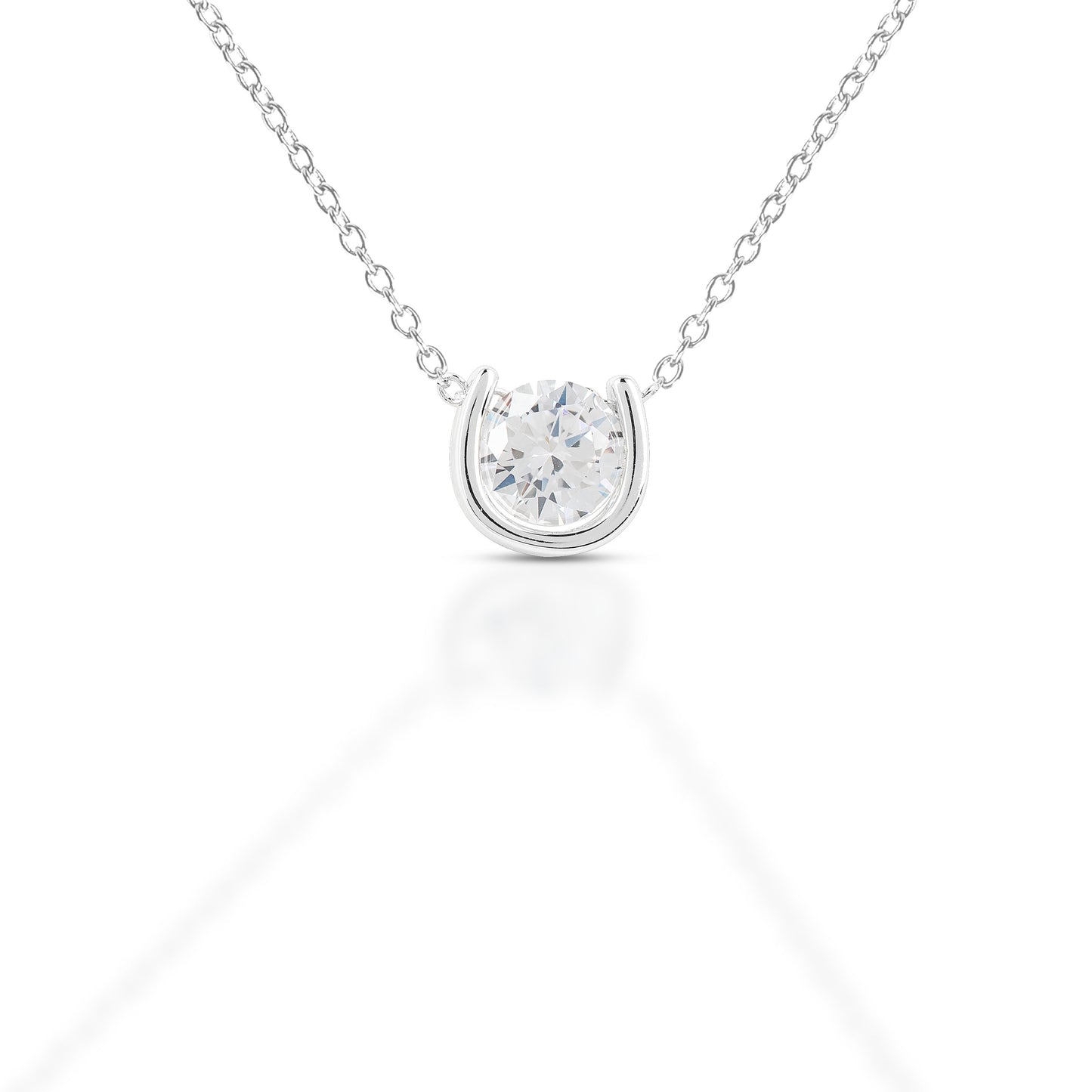 Small Brass Horseshoe Necklace with center stone