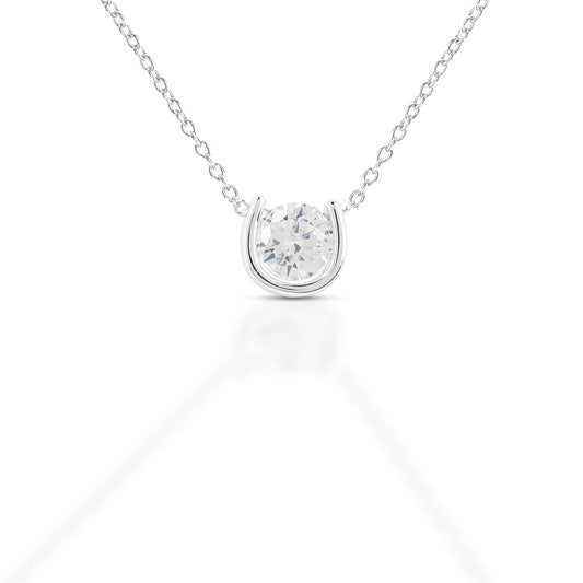 Small Brass Horseshoe Necklace with center stone