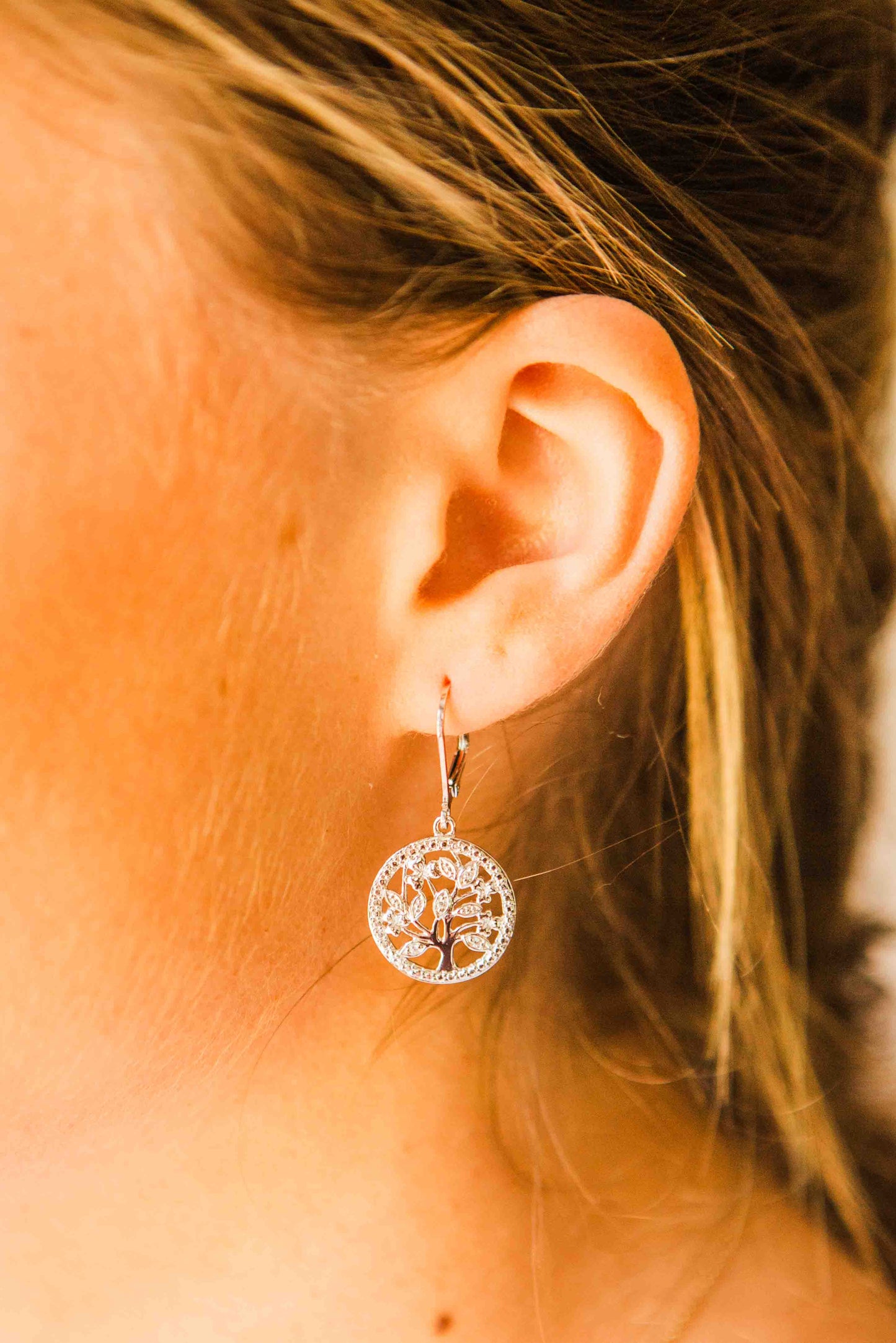 Kelly Herd Circle Tree Earring - Sterling Silver