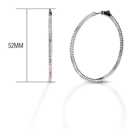 Kelly Herd Rhodium Plated Eternity Clear CZ Hoop Earrings 50mm - Sterling Silver