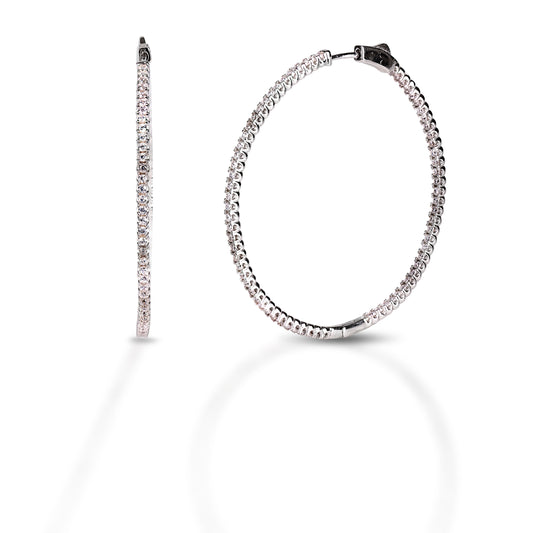 Kelly Herd Rhodium Plated Eternity Clear CZ Hoop Earrings 50mm - Sterling Silver