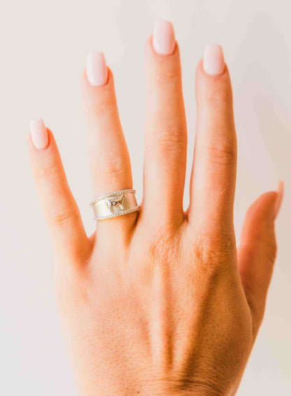 Kelly Herd Crystal Accent Steer Ring - Sterling Silver