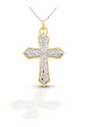 Brass Gold and Silver plated Engraved Cross Pendent