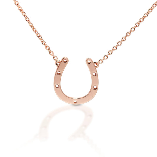 Plain Rose Gold Plated Brass Horseshoe necklace