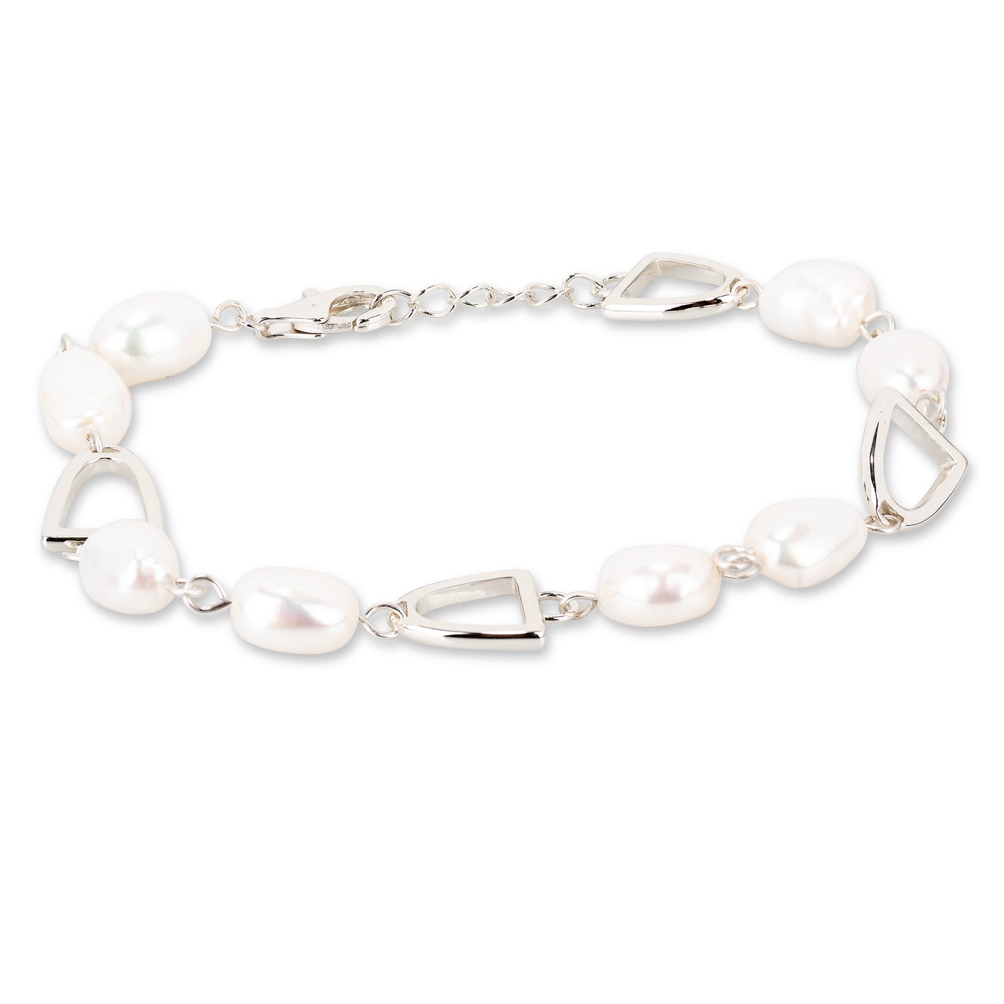 Brass Pearl Stirrup Bracelet