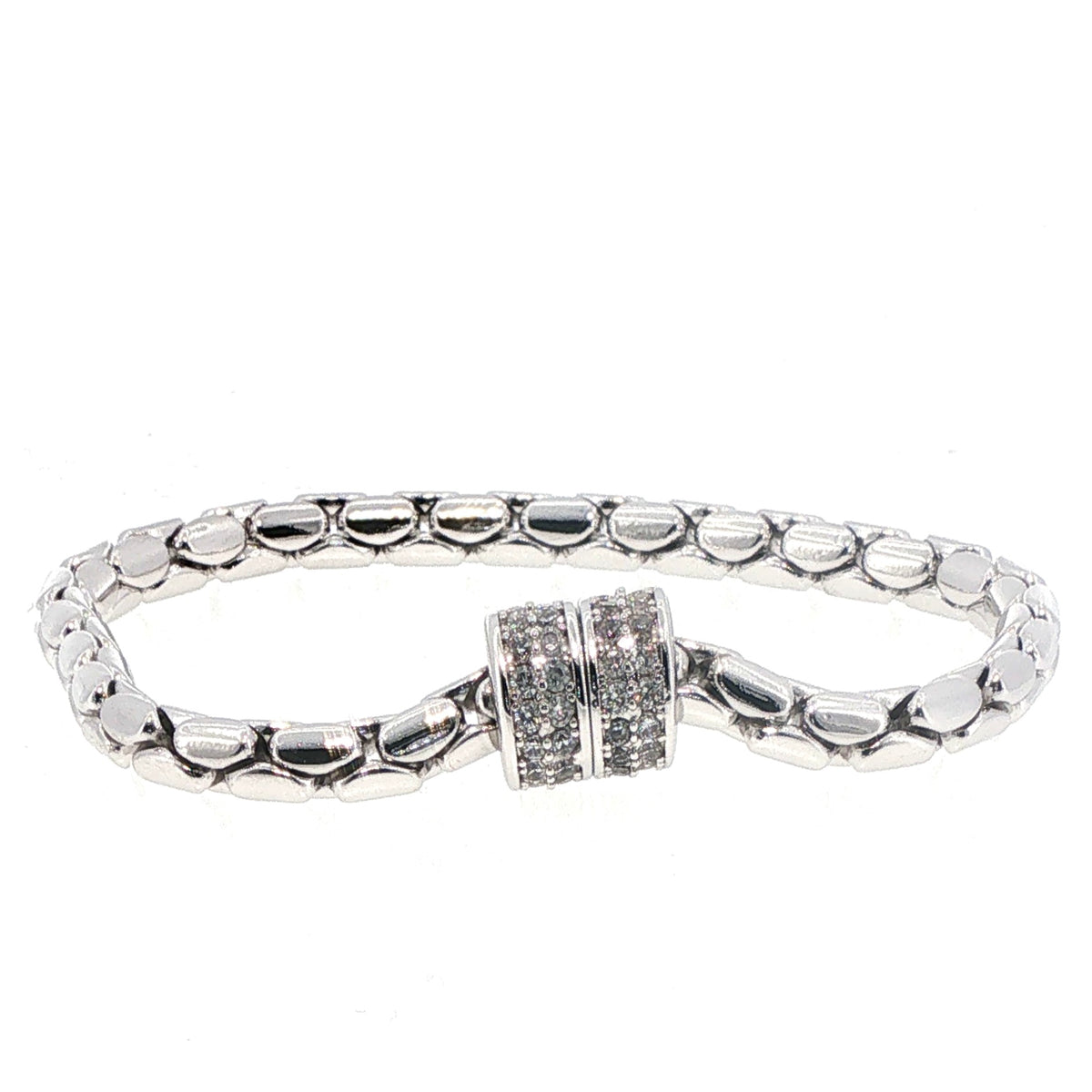 Kelly Herd Brass Bracelet with Cubic Zirconia Magnetic Clasp