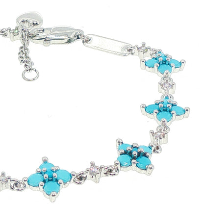 Kelly Herd Brass Turquoise Clover Bracelet
