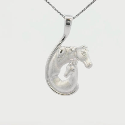 Kelly Herd Mare & Foal Head Necklace - Sterling Silver