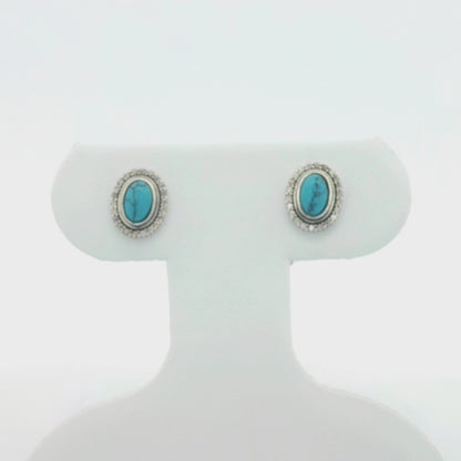 Kelly Herd Oval Turquoise Earrings - Sterling Silver