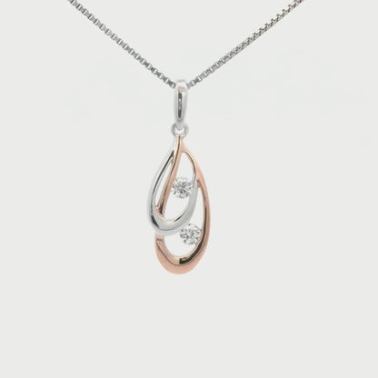 Kelly Herd Rose Gold and Silver Double Teardrop Necklace - Sterling Silver