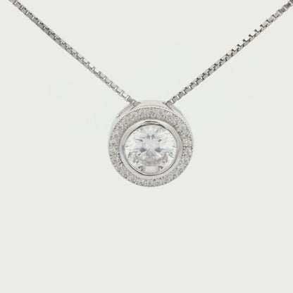 Kelly Herd Round Bezel Set Pave Necklace - Sterling Silver