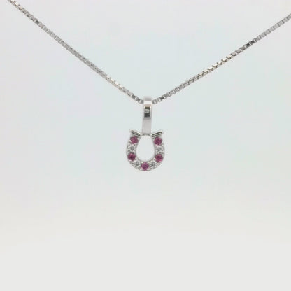 Kelly Herd Red & Clear Horseshoe Necklace - Sterling Silver