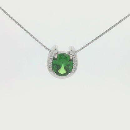 Kelly Herd Green Stone Horseshoe Necklace - Sterling Silver