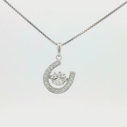 Kelly Herd Dancing Stone Horseshoe Dangle Pendant - Sterling Silver