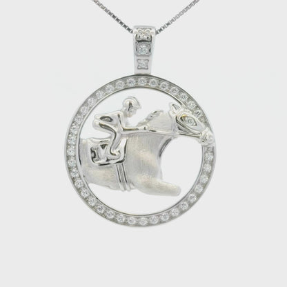 Kelly Herd Circle Race Horse Necklace - Sterling Silver