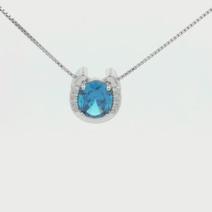 Kelly Herd Blue Stone Horseshoe Necklace - Sterling Silver