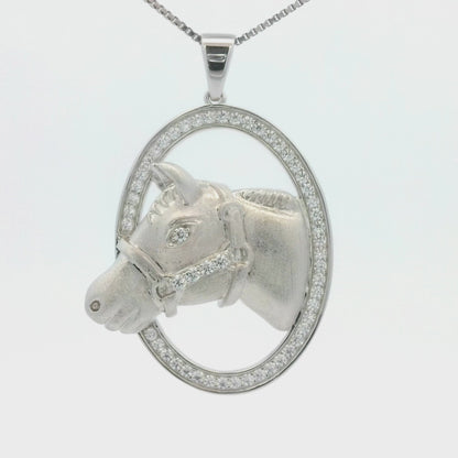 Kelly Herd Oval Halter Horsehead Necklace - Sterling Silver